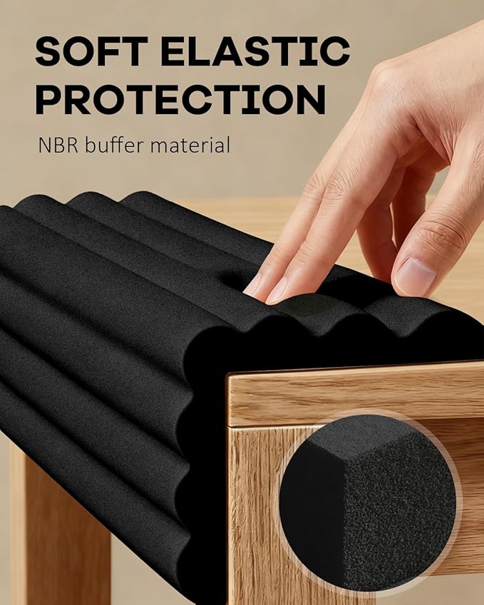 PUSHUJIA Edge and Corner Guards with Strong Adhesive Extra Thick Baby Proofing Furniture Protector for Table Desk Bed Cabinets Child Safety for Home and Nursery (Black, 16.4 Feet)