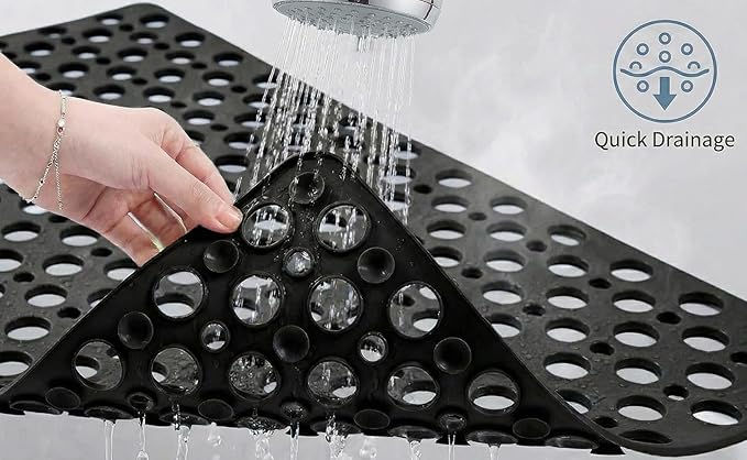 Nonslip Bath Tub Shower Mat with Suction Cups, Extra Soft TPE Bath Mat for Kids, Bathtub Bathroom Mats, Machine Washable, Smooth/Non-Textured Tubs Only, 35L x 16W Inch(Black)