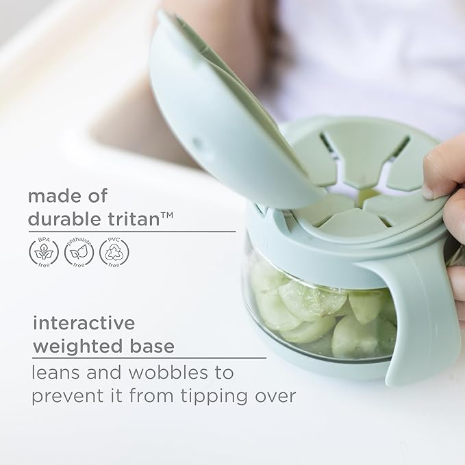 Ubbi Tweat No Spill Snack Container for Kids, BPA-Free, Toddler Snack Container, Sage & Blue