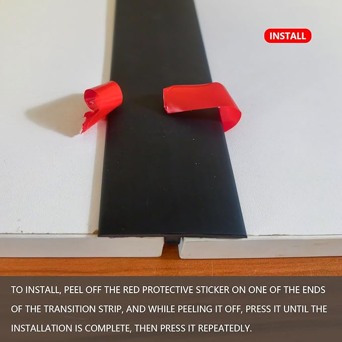 DAILISEN 9.84ft T Molding Flexible Self Adhesive T Shape Floor Transition Strip Bendable T Rubber Trim T Transition Strip for Tile to Laminate Flooring