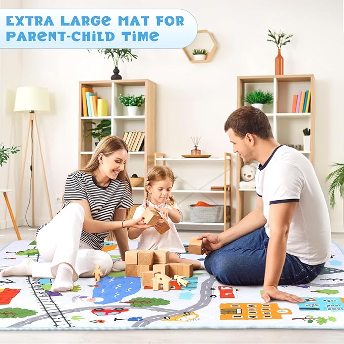 Baby Play Mat, Toodler Floor Mat 59 x 71 inch, Extra Thick Foam Non-Slip Washable,Crawling Cushion for Tummy Playing