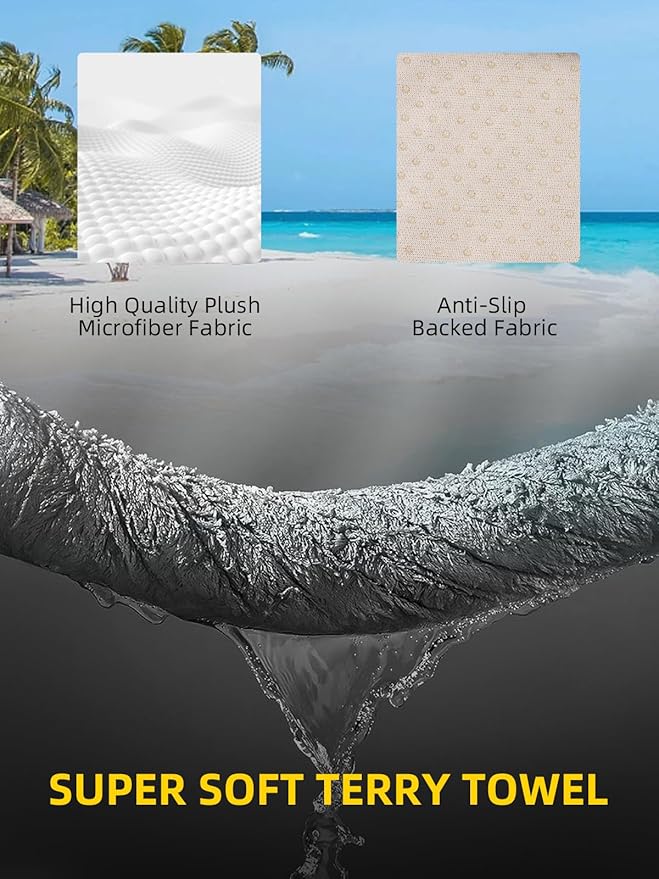 ZIMABLUE 2PCS Terry Cloth seat Cover Universal Waterproof Car Sport Towel Seat Cushion Non-Slip Sweat-Absorbent Towel Cloth Suitable for All Seasons Waterproof Beach Seat Cover Washable