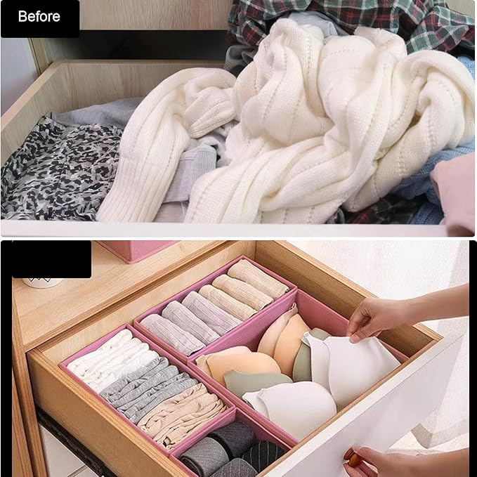 COSDACE Drawer Organizer,12Pcs Dresser Drawer Organizers Foldable Closet Organization and Storage Dividers for Underwear, Sock, Baby Closet Organizer(Pink)