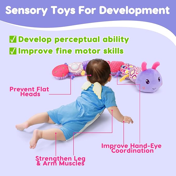 Baby Girl Toys 0-3-6 Months Musical Stuffed Animals Plush Caterpillar Toy with Crinkle Rattles Tummy Time Development Sensory Toys infants 6-9-12 Months Newborn Girls Boys Shower Valentines Day Gifts