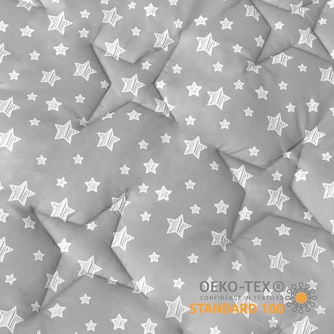 Hexagon Playpen Mat Compatible with POP 'N GO Baby Playpen, 59 Inch Hexagon Playpen Mattress Pad, Non Slip and Padded Play Mat Grey with Star Print