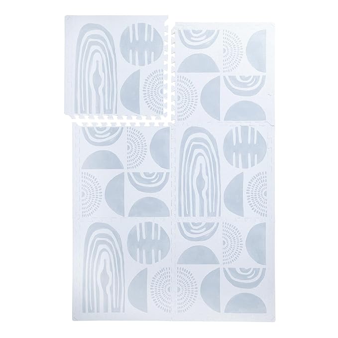 PopsyKosy Premium Baby Floor Play Mat - Extra Thick & Cushioned 1 inch Playroom Foam Mat, Non-Toxic Odorless - 6 Tiles - Spacious 6x4 ft. - Stylish & Large, Waterproof for Kids & Toddlers - Foggy Gray