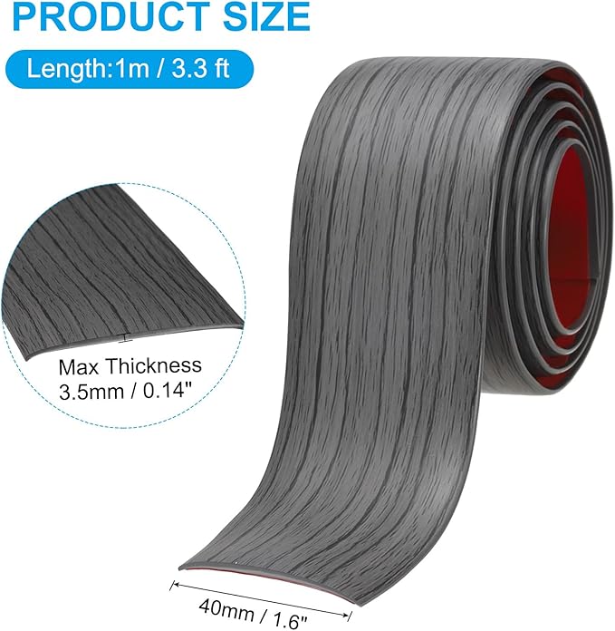 PATIKIL Self Adhesive Floor Transition Strip 1.6 in x 3.3 Ft, Vinyl Laminate Floor Flat Divider for Joining Floor Gaps Doorways Carpet Cover Floor Tiles Dark Gray Grain