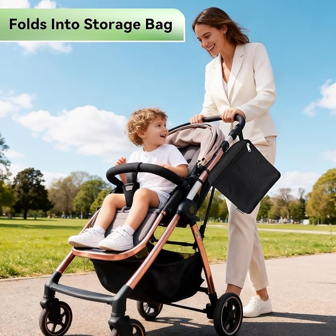 Upgrade Stroller Bag for Airplane: 46" H x 24" W x 15" D Large Stroller Cover with Shoulder Handle for Air Travel, Travel Essentials for Single, Double, Jogging Stroller, Chicco, UPPAbaby, Evenflo