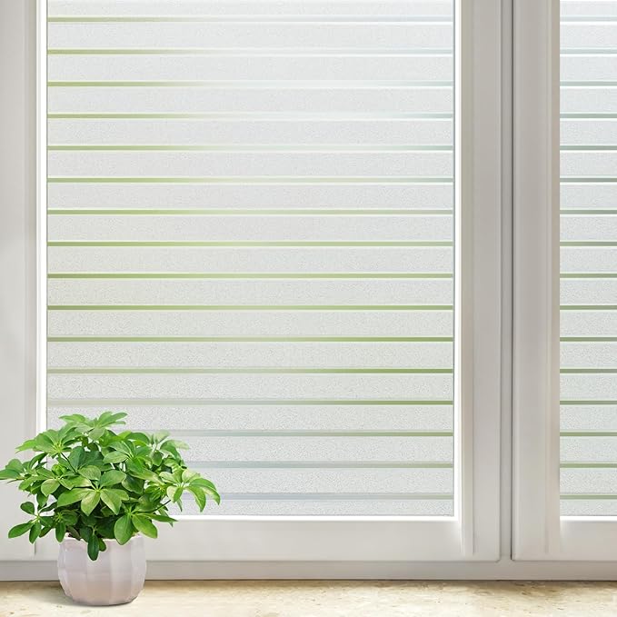 DOWELL Window Privacy Film, Frosted Glass Window Film, Static Cling Glass Vinyl, Heat Blocking Frosting Coverings, Removable Door Stickers for Home Office, Non-Adhesive, Reusable, 35.4 x 157.5 inches