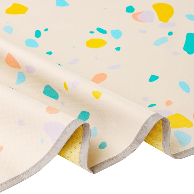 Splat Mat for Under High Chair/Arts/Crafts by CLCROBD, 51" Baby Anti-Slip Food Splash and Spill Mat for Eating Mess, Waterproof Floor Protector and Table Cloth (Beige)