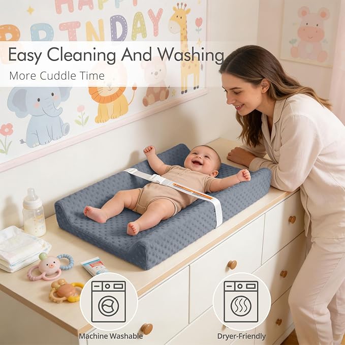 2 Pack Baby Changing Pad Covers, Super Soft Plush Dot Diaper Changing Table Covers Fit 32x16 Inch Changing Table Pad for Baby Boys & Girls