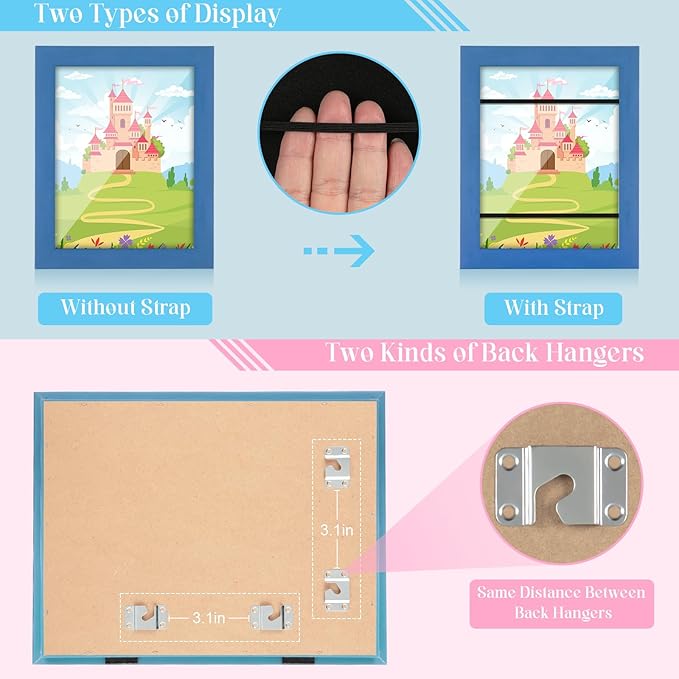 [2-Pack] Kids Art Frames, 8.5x11 Front Opening Kids Artwork Frames Changeable, Dark Blue Artwork Display Storage Frame for Wall, Holds 50 Pcs, for 3D Picture, Crafts, Children Drawing, Hanging Art,
