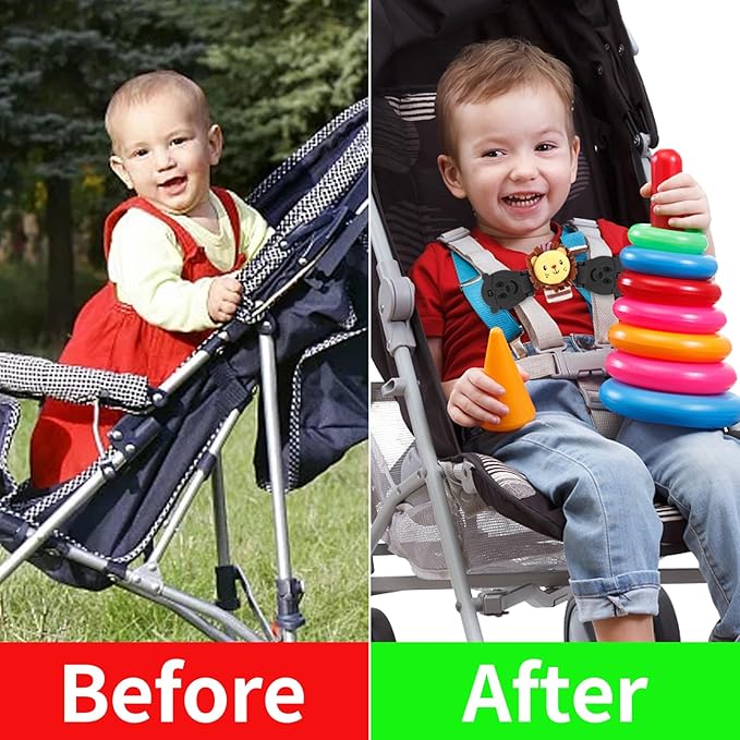 Anti Escape Harness Chest Clip Lock, Baby Safety Strap Prevent Kids Taking Their Arms Out of High Chairs/Strollers, Safety Strap Clips with 2 Dolls(2 Pack)