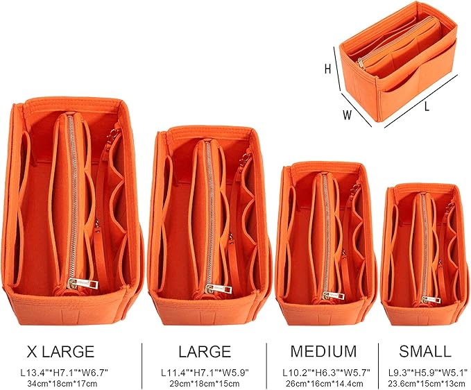 Vercord Felt Organizer Insert For Purse Handbag Tote Bag In Bag Inside Shaper Divider Neo Orange Large