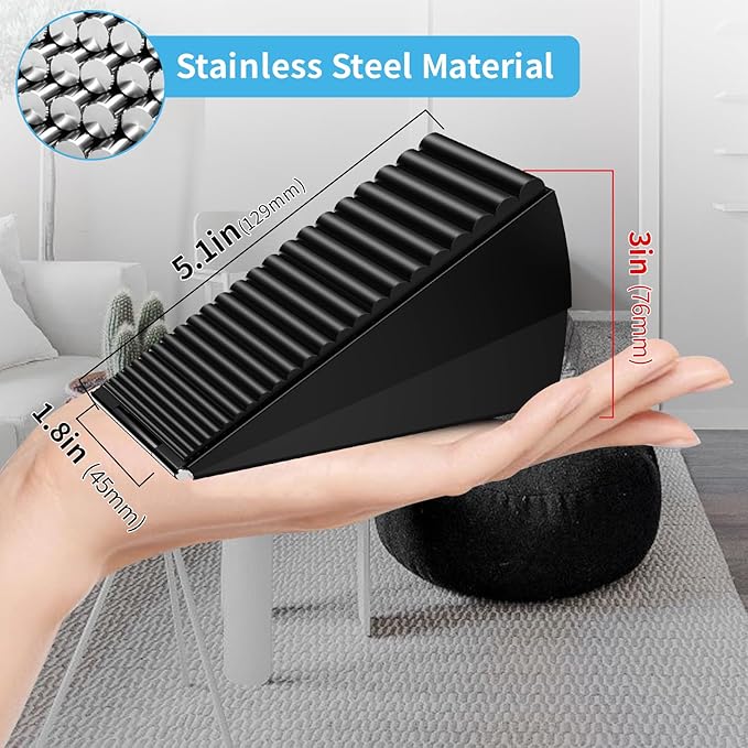 2Pc Strongest Door Stoppers for Bottom of Door- Spring Heavy Duty Door Stop Wedge, 3 Inch High Adjustable Metal Rubber Large Doorstop Strong Grip, Suits Carpet, Tile,Home,School,Commercial