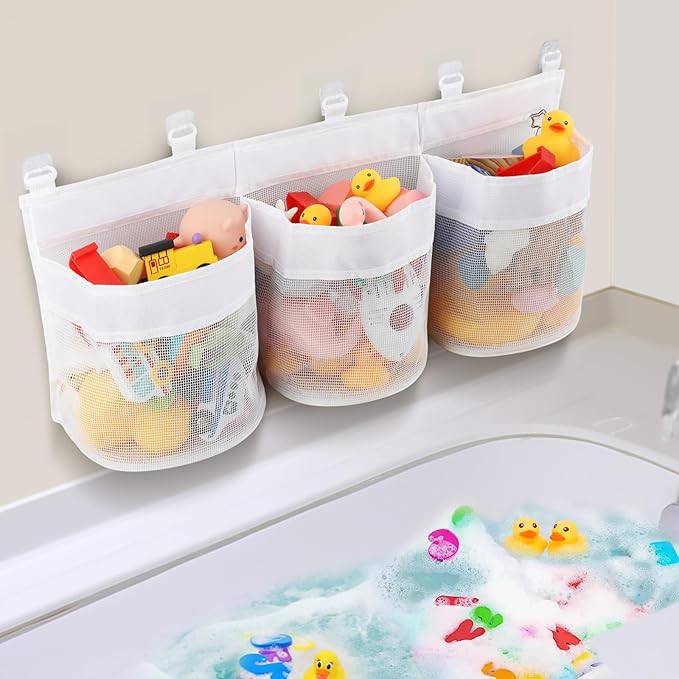 2 Pack Bath Toy Storage Bag, Bath Toy Hanging Organizer Net, Bath Toy Mesh Bag, Storage and Sorting Of Toys, Ideal for Bathroom Organizer