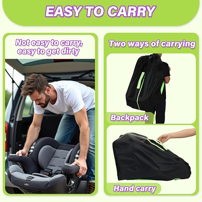 Saranna Car Seat Travel Bag for Airplane: Carseat Bags for Air Travel, Waterproof Durable Carrier Cover for Infant & Toddler Car Seats,Portable Carseat Cover with Shoulder Straps and 2 Luggage Tags