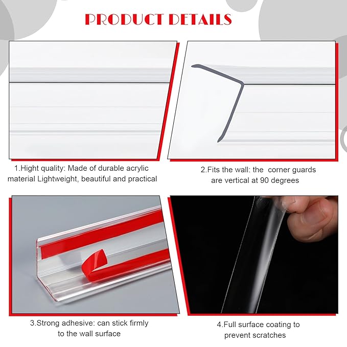 10 Pcs Wall Corner Protector, Clear Self-Adhesive Corner Protectors for Walls for Baby, Furniture, Door, Tables, Cover Sharp Furniture, Easy to Install(39.37'' x 1.18'')