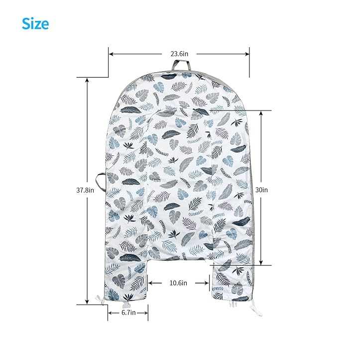 HOUSEYUAN Baby Lounger Replaceable Cover Baby Nest Backup Cover 100% Cotton Breathable Machine Washable (Gray Leaves)