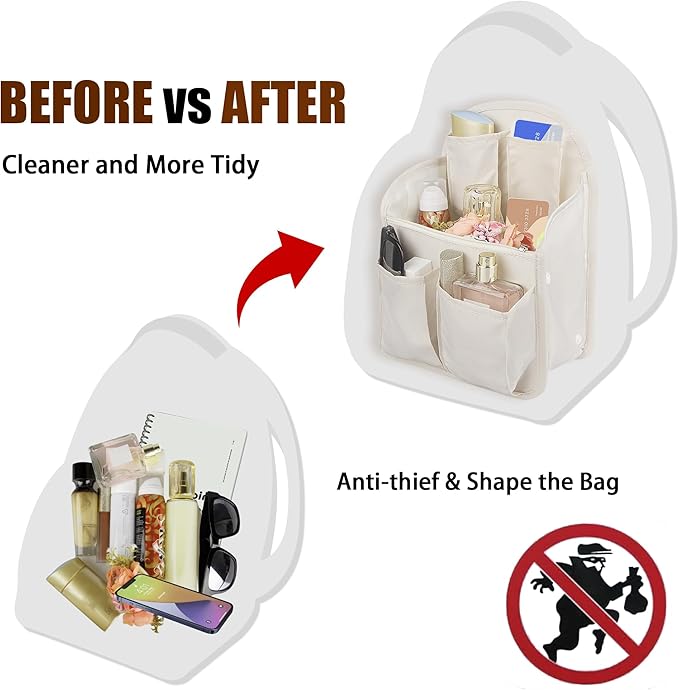 Bag Organizer Insert, Oxford Fabric Travel Divider Bag for Men or Women, Lightweight Bag Liner, Waterproof Organizer Pouch for Rucksack, Tote Bag, Shoulder Bag, etc. (Small)