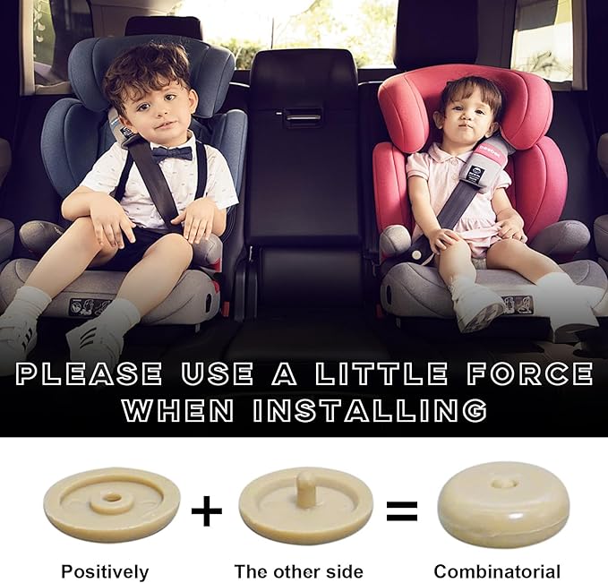 10 Sets Seat Belt Button Stop, Snap-On Plastic Seatbelt Stopper Clip Prevent Seat Belt Buckle from Sliding Down, No Welding Seat Belt Stop Kit, Universal Car Accessories (Beige)