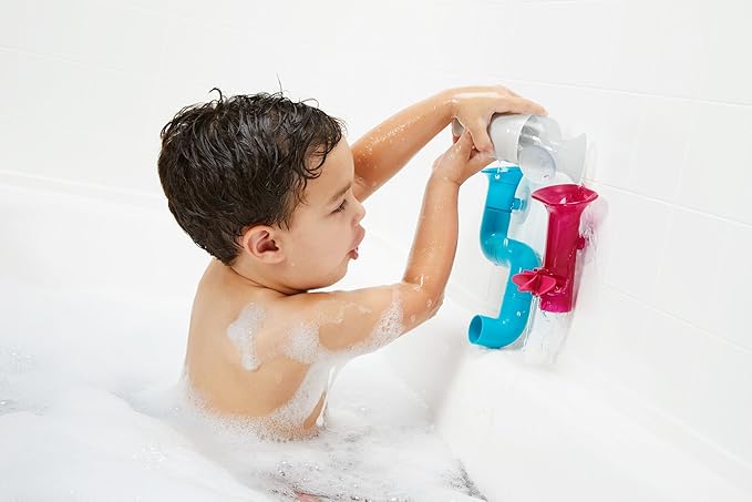 Boon Tubes Building Toddler Bath Tub Toy for Kids Aged 12 Months and Up, Blue (Pack of 6)