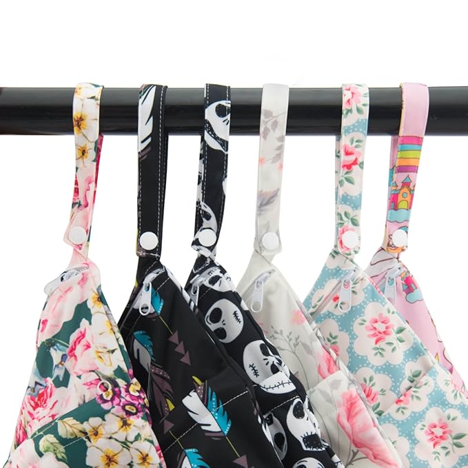 ALVA ALVABABY 2pcs Cloth Diaper Wet Dry Bags Waterproof Reusable with Two Zippered Pockets Travel Beach Pool Daycare Soiled Baby Items Yoga Gym Bag for Swimsuits or Wet Clothes L5166