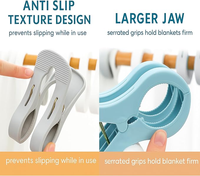 2/3 / 6 Pack Heavy Duty Cruise Towel Clips – Large Beach Chair Clips with 5cm Wide Jaw, Strong Spring Grip & Textured Anti-Slip Teeth for Cruise Ship, RV, Pool, Balcony (Gray,Small*3pcs)