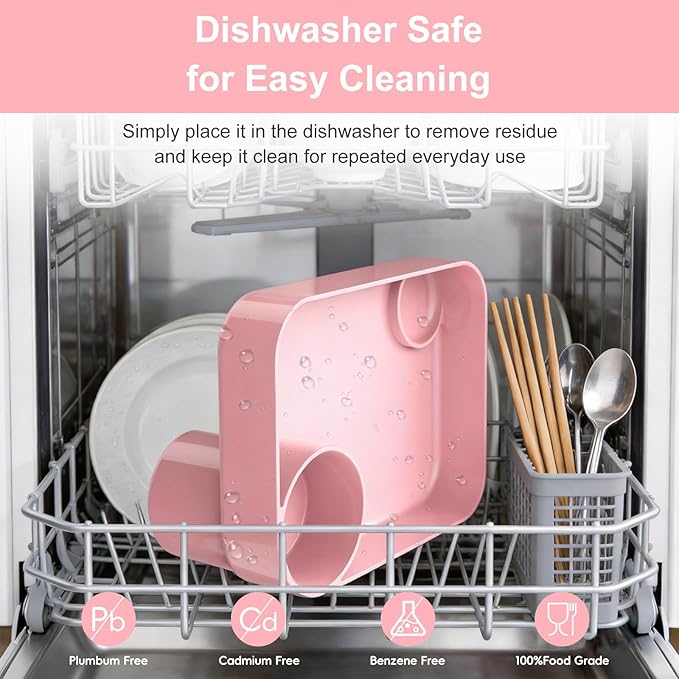 Car Seat Snack Tray for Kids, Mess-Free Square Travel Tray Cup Holder Snack Tray, Durable Car Food Tray for Toddlers, Universal Fit Kids Travel Road Trip Essentials (Pink)