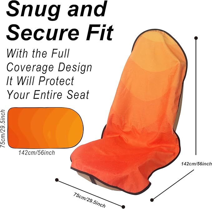 LoyaGour Car Seat Cover Protector Front Seats,for Gym Workout,Running,Swimming,Beach and Hiking,Waterproof Sweat Towel Bucket Seat Covers for Cars SUV Trucks (Orange, 2Pcs)