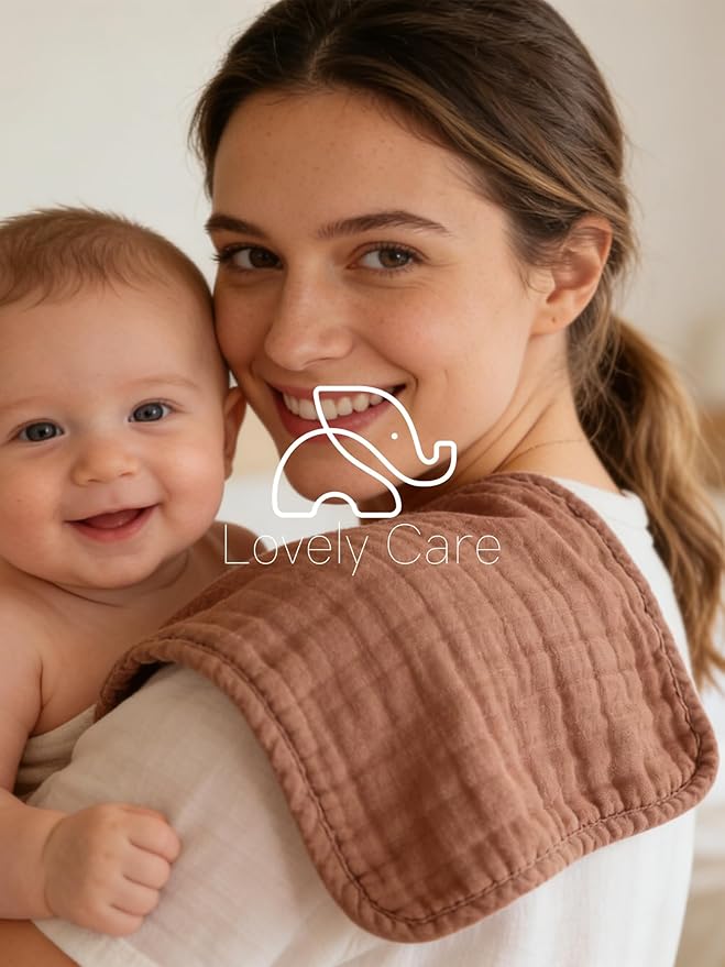 Lovely Care 12 Pack Muslin Burp Cloths 100% Cotton Muslin Cloths Large 20''x10'' Extra Soft and Absorbent Baby Burping Cloth - Boho Neutrals