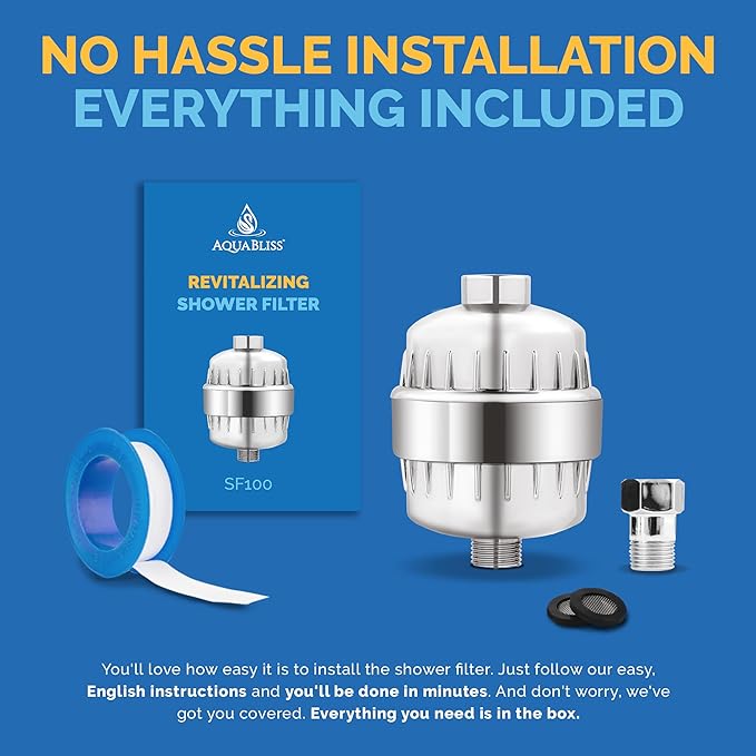 Aquabliss High Output Revitalizing Shower Filter - Reduces Dry Itchy Skin, Dandruff, Eczema, and Dramatically Improves The Condition of Your Skin, Hair and Nails - Chrome (SF100)