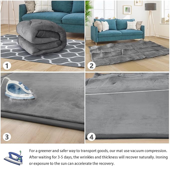Baby Play Mat for Floor Nursery Rug Muscle Mat Area Rug Playroom Rug 79"x138" Playpen Mat Memory Foam 1.3" Thick Crawling Mat for Babies,Toddlers, Infants, Kids,Grey