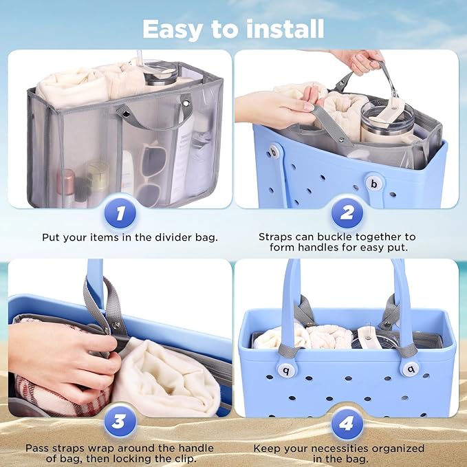 OUTXE Beach Bag Organizer Compatible with Baby Bogg Bag Accessories Inserts, Lightweight Mesh Insert Divider Pouch for Small Bogg Bags, Beach Tote Bags Insert for Organizing