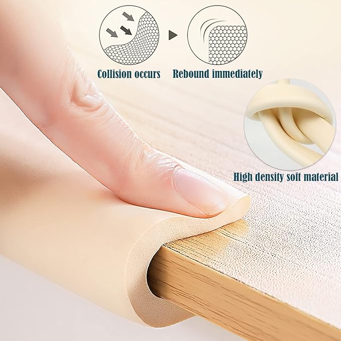 U Shape Edge Protectors for Glass Coffee Table,Foam Baby Proofing Safety Bumper Guard Strip,Corner Protectors for Kids,Extra Thick,Suitable for Furniture Fireplace,6.5 Ft/2m (Beige)