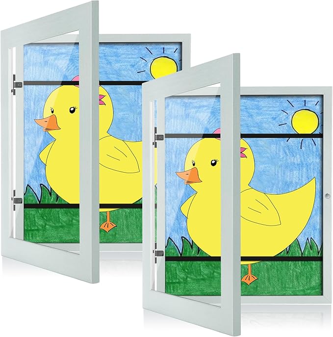 [2-Pack] Kids Art Frames, 8.5x11 Front Opening Kids Artwork Frames Changeable, Pale Green Artwork Display Storage Frame for Wall, Holds 50 Pcs, for 3D Picture, Crafts, Children Drawing, Hanging Art,