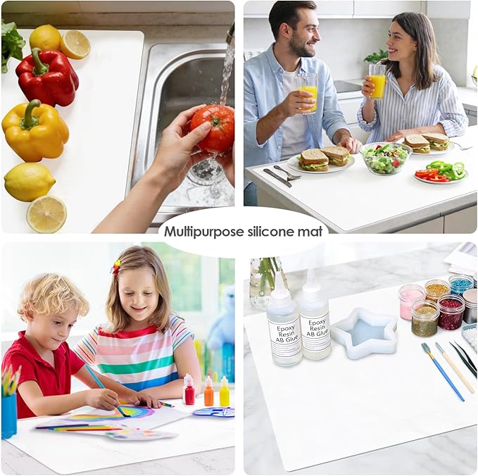 Extra Large Silicone Mat for Kitchen Counter 36" x 24" Silicone Table Mat for Resin Workbench Mat Heat Resistant Mat Coffee Bar Mat,Translucent