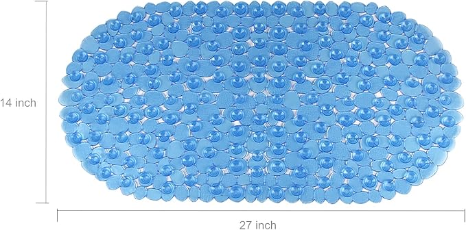 Vannokor Bathtub Mats for Bathroom 27x14 Inch, Pebble Bath Mat for Tub Feels Great on Tired Feet, Friendly Machine Washable Shower Tub Mats with 167 Big Suction Cups, Shower Mat, Bath Tub Mat, Blue