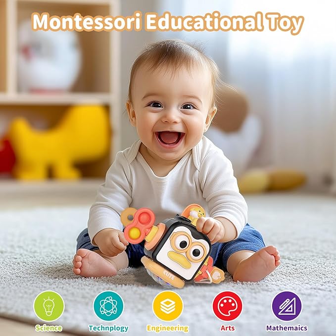 OSIMILY Montessori Toys for 1 Year Old,Sensory Toys for Toddlers 1-3,Baby Travel Activities Busy Board Cube,Fine Motor Skills Educational Toys,Birthday Gift for Kids Aged 6, 9, 10, 12, 18 Months