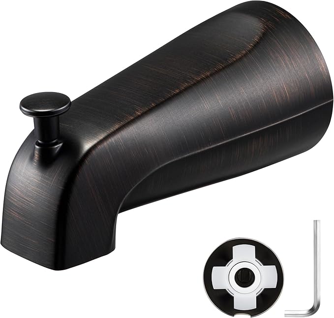 Enhon Slip on Tub Spout with Diverter, Compatible with American Standard 8888026.002 Tub Spout, Bathroom Bathtub Faucet, Fits 1/2 Copper Water Tube(5/8 Dia), 5/32 Hex Wrench(Oil Rubbed Bronze,1)