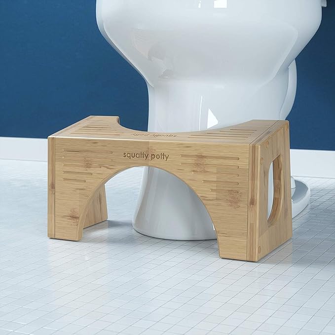 Squatty Potty The Original Toilet Stool - Bamboo Flip,7" and 9" Adjustable Heights,Brown - Improve Bathroom Posture and Comfort,(Pack of 4)