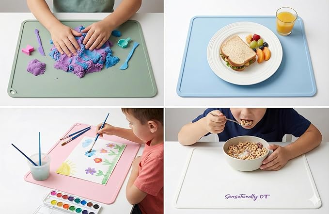Lavender - Premium Silicone Placemat for Toddlers - Non-Slip, Easy Clean Design, Kids Placemats for Dinning Table, Portable, Perfect Mess-Free Mealtime & Playtime