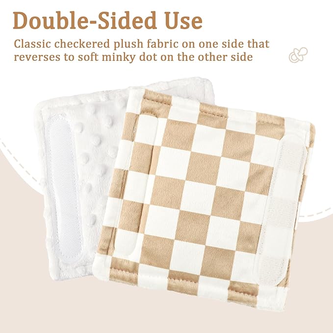 DILIMI Baby Car Seat Belt Covers, 2Pcs Carseat Shoulder Strap Pads, Soft Minky Car Seat Neck Covers, Newborn Car Seat Strap Protectors, Stroller Strap Covers for Baby Kids, Brown Checkered