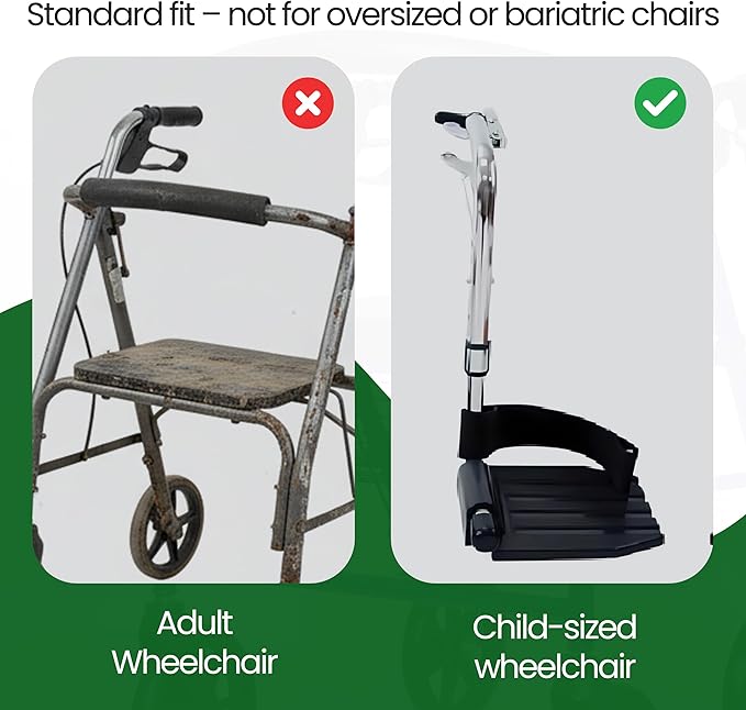 Healthline Wheelchair Swingaway Legrest Footplates with Heel Loops – Pair (Chrome) – Fits Select Standard Wheelchairs – Adjustable Length 16.5"–20.5" – Check Compatibility Before Ordering