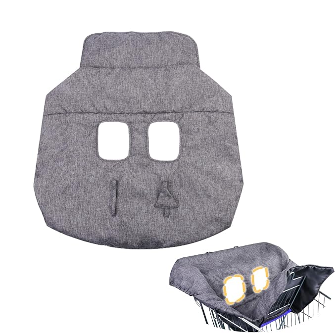Shopping Cart Cover for Baby, Cotton High Chair Cover, Infant Grocery Cart Cushion Liner with Storage Pouch, Foldable, Machine Washable for Infant, Toddler, Boy or Girl. (Grey)