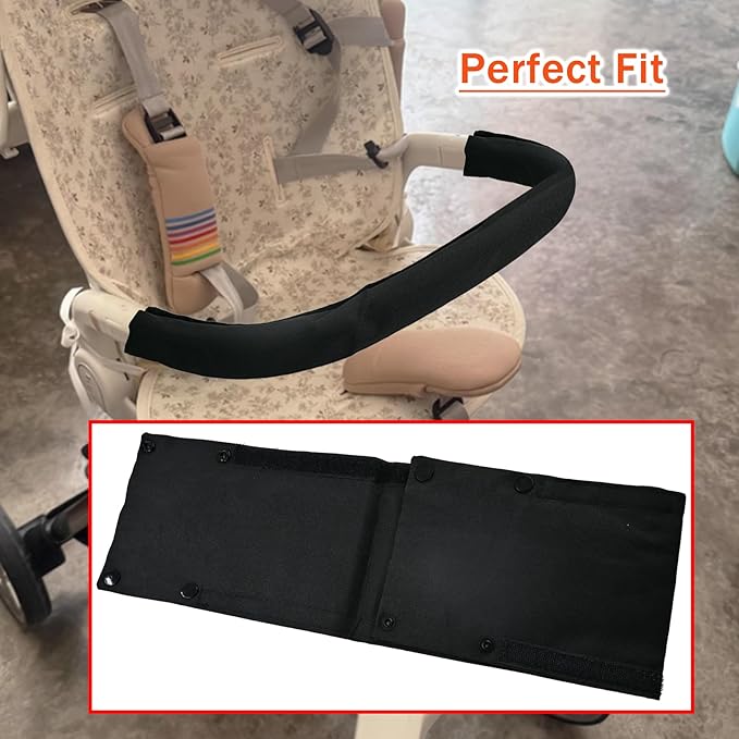 2PCS 26.4inches Armrest Handle Cover,Pushchair Handlebar Sleeve,Universal Protective Stroller Bumper Bar Covers Replacement Accessories Removable Toddler Pram Dust Proof Handle Gloves(Black)