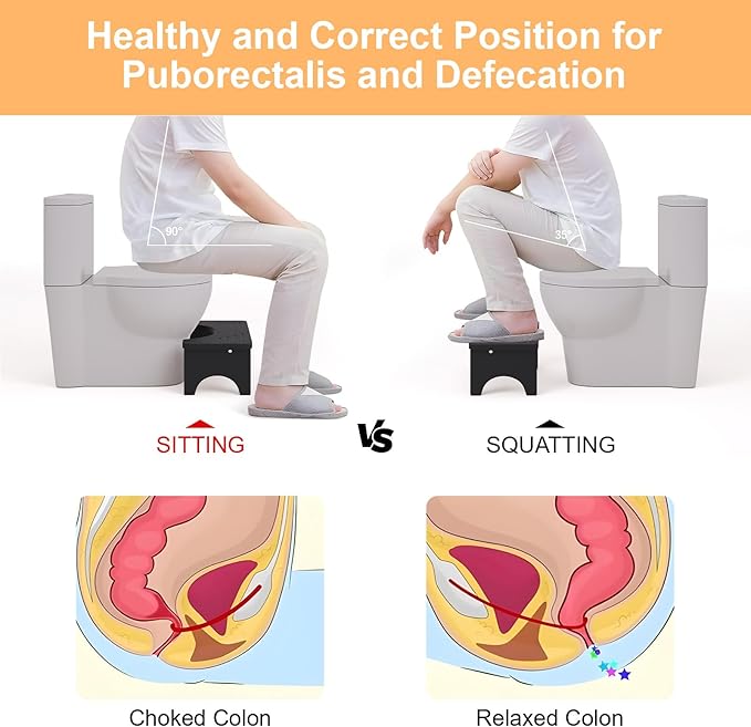 Uaniar Black Poop Stool Adult, Bamboo Wooden Toilet Stool Squat, Squatting Pooping Stools for Adults, Wood Toilet Foot Potty for Bathroom, Black