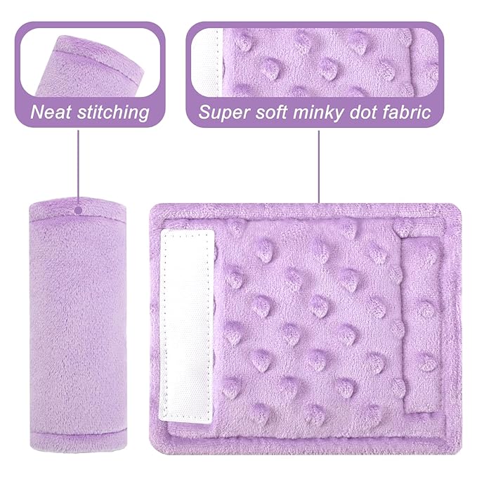 Car Seat Straps Pads for Baby Girls 3 Pieces,Super Soft Car Seat Strap Covers Kids,Man Fai Sky Infant Carseat Shoulder Pading, Hip Support for All Car Seats, Pushchair, Stroller(Purple)