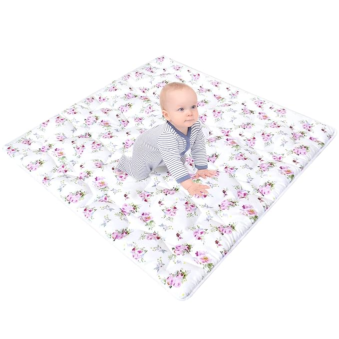 50" X 50" Baby Playpen Mat Fit for TODALE and Dripex Baby Playpen, One-Piece Crawling Mat Non Slip Padded Baby Mats for Playing 50x50 Inches, Floral