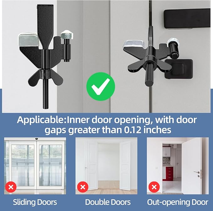 2 Pack Adjustable Portable Door Lock, Hotel Door Locks for Travelers Security, Prevent Unauthorized Entry, Door Stoppers Security for Travel Bedrooms Apartment Airbnb Dorm, with Silicone Caps
